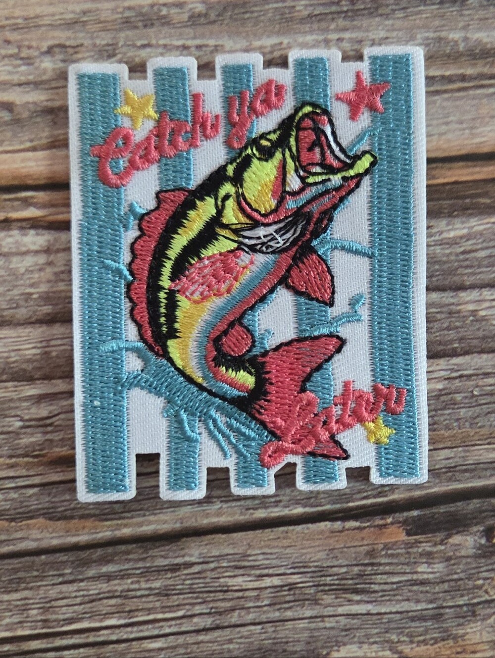 Catch You Later Bass Fisherman Day Glow Fish Country Iron on Patch